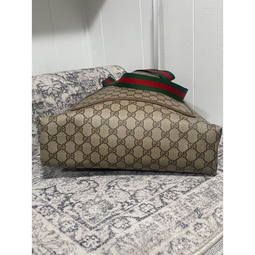 Vintage Gucci GG Supreme Monogram Sherry Line Canvas Tote Bag in Tan Brown - Picture 5 of 10